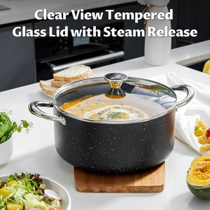 Olla Holandesa de Alta Calidad de 6 Qt con Tapa de Vidrio, Revestimiento Cerámico Antiadherente, Apta para Lavavajillas, Asas de Acero Inoxidable para Cocina de Gas - Product Image 3