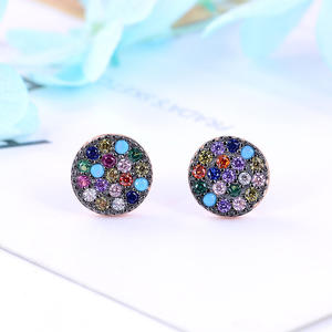 Boucles <span class=keywords><strong>d</strong></span>'oreilles en argent sterling 925 de luxe, style saoudien, serties de pierres multicolores, or <span class=keywords><strong>rose</strong></span> - Product Image 2