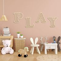 Décoration murale pour salle de jeux de 12 pouces, lettres en bois, décoration bohème pour chambre d'enfant, art mural pour salle de jeux, pièces en bois faciles à accrocher