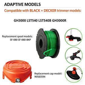 Paquete de 4 Tapas de Repuesto para Bobina de Hilo de Desbrozadora 90583594 para Desbrozadoras BLACK & DECKER SF-080 GH3000/LST540/LST540B/GH3000R - Product Image 5