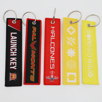 Porte-clés promotionnel en tissu tissé personnalisé de haute qualité avec logo, porte-clés Jet Tag « Avant le vol », faible MOQ