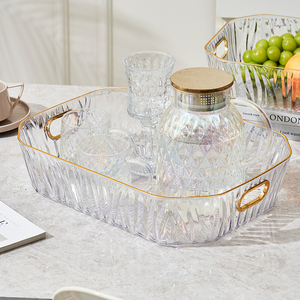 Gold Plated Edge <strong>Square</strong> <strong>Plastic</strong> <strong>Tray</strong> Household Water Coffee Cup <strong>Dessert</strong> Fruit Storage <strong>Tray</strong> Commercial Tea Cup <strong>Tray</strong> - Product Image 3