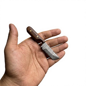 Cuchillo de Supervivencia Fijo Mini de Acero Damasco de Grado Industrial de Alta Calidad Hecho a Mano con Punta Recta y Mango de Madera OEM - Product Image 3