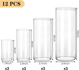 Vases à fleurs rectangulaires en acrylique de 4, 6, 8 et 10 pouces de hauteur, centres de table de mariage faits à la main, écologiques, porte-bougies flottants - Product Image 4