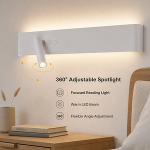 Applique murale LED moderne en acrylique 18W blanc chaud, éclairage d'ambiance haut/bas avec spot de lecture orientable à 360 degrés pour chambre à coucher - Product Image 4