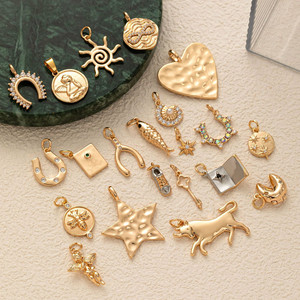 Nouveaux pendentifs en cuivre plaqué or 18 carats, accessoires de bricolage, breloques pour colliers, pendentifs populaires, vente en gros - Product Image 5