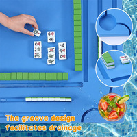 Table de Mahjong Flottante en EVA Écologique et Imperméable pour Fêtes au Bord de la Piscine, Jeu de Cartes et d'Échecs Intégré, Compatible avec Sam's Club