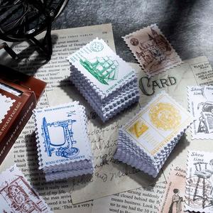 100 fogli confezionati adesivi piccolo <span class=keywords><strong>postino</strong></span> d serie Post Office Retro Stamp Notebook Mini adesivi per etichette di carta 8 modelli - Product Image 3