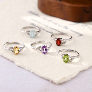 Anillos Ajustables de Plata 925 de Fábrica, Resistentes al Deslustre, con Piedras Naturales Ovaladas, Joyería de Alta Calidad para Mujer, Regalo de Cumpleaños para Ella - Product Image 3