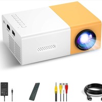 Mini projecteur LED portable YG300 1080P 150 lumens avec haut-parleurs intégrés pour enfants, jaune et blanc, vente en gros, Miracast Airplay