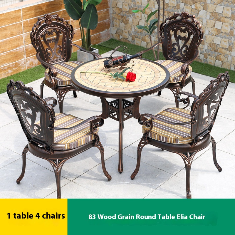 4 chaises elia 1 table ronde grain de bois 83cm