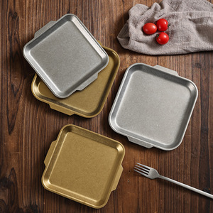 Retro Stainless Steel Square Plate Multiple Sizes Durable For Restaurant Use - Product Image 3