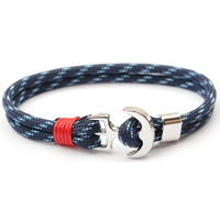 Bracelet pour homme en paracorde tressé vintage, multicolore, de haute qualité, avec fermoir marin Milan, motif ancre de bateau, pour l'extérieur
