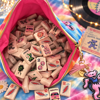 Ensemble de Mahjong de Luxe Personnalisé Grateful Dead Sunshine Daydream Tie Dye Finition Nacrée pour Fêtes Familiales