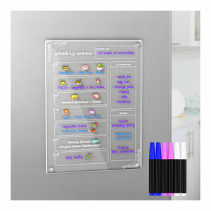 Planificador de comidas semanal transparente con muestra gratis, tablero de menú magnético de borrado en seco para nevera, <span class=keywords><strong>pizarra</strong></span>, Calendario para refrigerador, Acrílico - Product Image 1