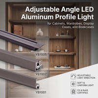 Profilé LED en alliage d'aluminium pour éclairage d'armoire, étagère, bibliothèque, éclairage LED à angle réglable YBKTJD-24