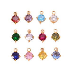 Breloques rondes en zircon 3A de 5 mm, pendentifs en acier inoxydable, accessoires pour la fabrication de bijoux DIY - Product Image 1