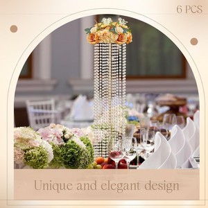 Soporte de Flores de Metal Dorado de Lujo para Bodas, Centro de Mesa con Cuentas de Cristal, Soporte Floral para Eventos, Fiestas, Escenarios y Decoración - Product Image 3