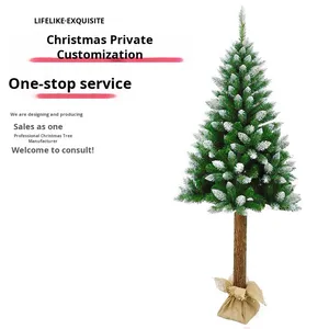 Liheng 1.5m écologique PVC poteau en bois décorations d'arbre de Noël blanc + or poudre pointue pulvérisation Base debout - Product Image 4