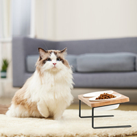 Plats surélevés carrés en bois de bambou pour chats et petits chiens – Ensemble de mangeoires et abreuvoirs écologiques en bois massif multi-usages