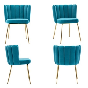 Chaises de salle à manger de style européen moderne en tissu <span class=keywords><strong>velours</strong></span> coloré avec des formes de doigts et de fleurs en cuir et métal - Product Image 5