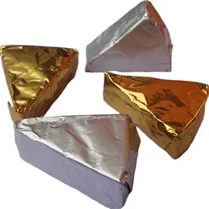 12micron Thermo Lacquered Gold Silver Aluminium Foil For Processed Spread Triangle Cheese wrapping