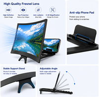 12 Inch Plastic Outdoor Curved HD Phone Screen Magnifier Bracket Hands-Free Eye-Care Stand for Camping Front Desk Office Use
