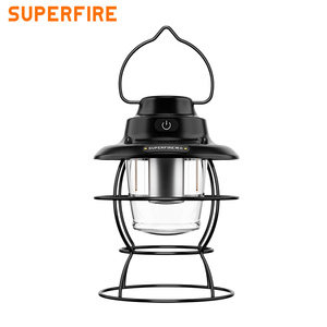 Luz <span class=keywords><strong>de</strong></span> campamento impermeable IP44 <span class=keywords><strong>de</strong></span> <span class=keywords><strong>larga</strong></span> <span class=keywords><strong>duración</strong></span>, lámpara LED recargable negra con gancho para ambiente exterior, Color <span class=keywords><strong>de</strong></span> cuerpo negro - Product Image 1