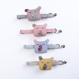 Guinzaglio morbido in stile cartone con colletto di gatto in poliestere solido con campana elegante modello solido - Product Image 6