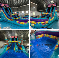 Toboggan aquatique tropical en PVC gonflable de 18 pieds pour piscines extérieures, taille personnalisée pour adultes, toboggan aquatique de plage d'été