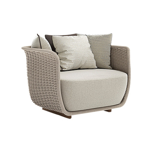 Ensemble de canapés confortables de style nordique moderne pour jardin, villa, complexe hôtelier, plage, en corde tressée durable, avec tables basses - Product Image 4