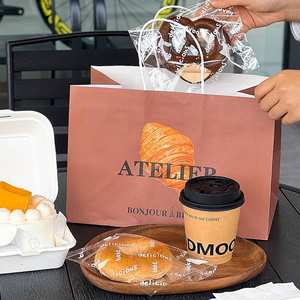 Sac en papier de boulangerie écologique personnalisé, style classique, sac en papier kraft pour pain, beignets, pizza, sushis, sacs en papier personnalisés avec impression - Product Image 2