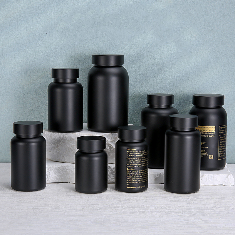 120cc 150cc Black Candy Medical Plastic Vitamin Plastic Pill Capsule Bottles Medicine Plastic Bottles