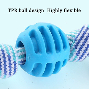 Suministro Directo de Fábrica al por Mayor: Juguete de Nudo de Cuerda de Algodón para Masticar y Entrenamiento al Aire Libre con Bola de TPR para Limpieza Dental Molar de Perros - Product Image 5