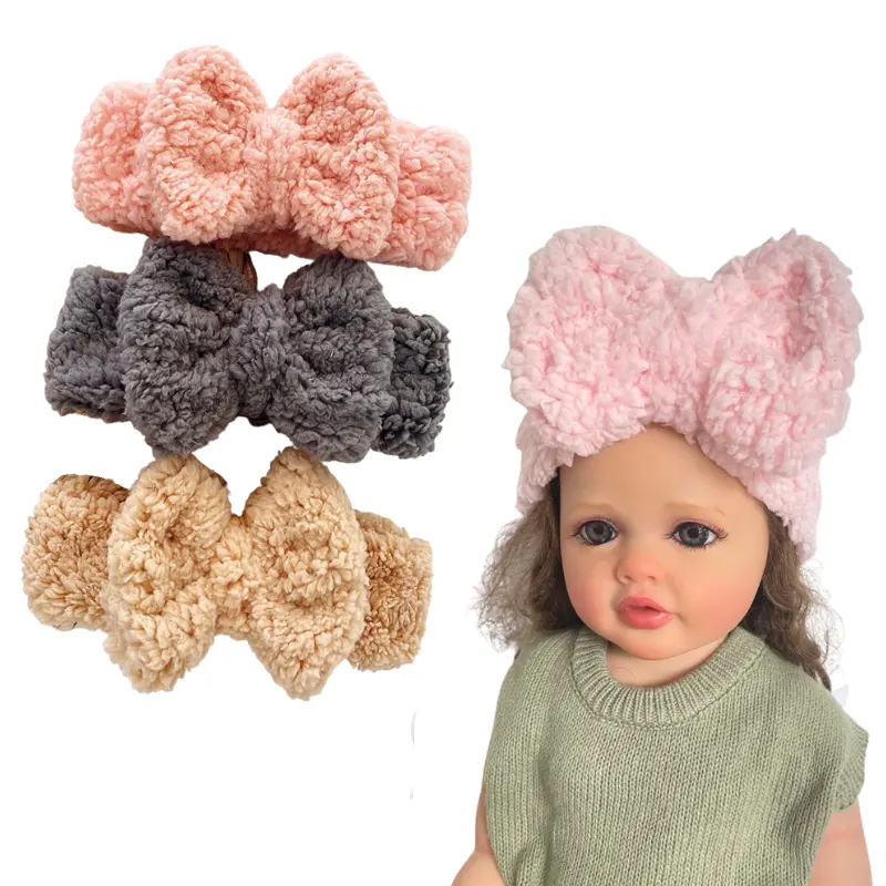 Unisex Toddle Winter Flocky Thick Teddy Headband Baby Lamb Wool Ear Warmer Band Turban Headwraps Winter Hair Accessories