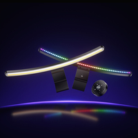 Barre lumineuse pour écran incurvé mince avec bouton de commande rond séparé, luminosité réglable, lampe suspendue pour moniteur PC