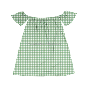 Wholesale Women&amp;kids Hawaiian Plaid Print Off-shoulder Elasticated <strong>Dress</strong> Milk Silk Mommy and <strong>Me</strong> <strong>Mini</strong> Loose <strong>Dresses</strong> - Product Image 5