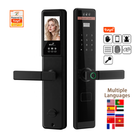 Serrure de sécurité intelligente à reconnaissance faciale, déverrouillage par code, clé, caméra intégrée, carte mémoire, stockage cloud, contrôle par application Tuya, alliage d'aluminium