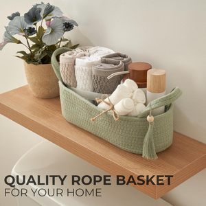 Belle étagère de salle de bain en coton vert Panier à papier toilette décoratif Organisateur de stockage de réservoir élégant pour salle de bain - Product Image 5