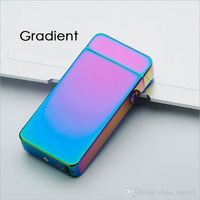 Briquet électronique à double arc, 10 couleurs, coupe-vent, ultra-fin, en métal, rechargeable par USB, à double flamme électrique