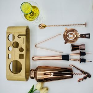 Ensemble de shaker à cocktails Camol Factory avec support, 10 pièces, kit de mixologie pour barman, acier inoxydable, rose, outils de bar - Product Image 3