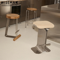 WISEMAX FURNITURE Mobilier commercial de luxe nordique, tabouret de bar design en acier inoxydable, chaise haute pour bistrot
