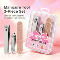 Outils de manucure en acier au carbone de haute qualité, 3 pièces, prix de gros, ensemble de coupe-ongles, ensemble de manucure