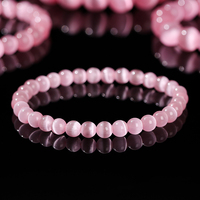 JD GEMS pierre de guérison cordon extensible élastique coloré yeux de chat pierre extensible corde bijoux rose yeux de chat pierre bracelet