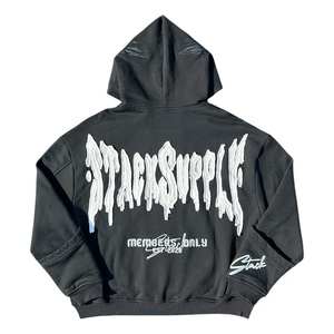 Sweats à fermeture éclair brodés pour hommes de haute qualité 100% coton à capuche lavé Technics coupe surdimensionnée imprimé - Product Image 2