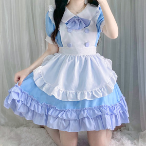 Robe Lolita bleue et blanche, tenue de demoiselle d'honneur, Costume Anime pour femmes, robe de Cosplay, taille adulte, taille unique - Product Image 3