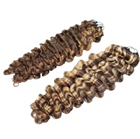 FH P4/30 Extensions de cheveux humains bouclés birmans colorés, pré-bouclées, à nœuds miracle, pour crochet