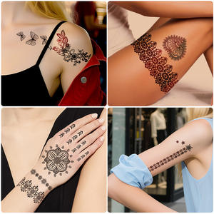 Top choix sur pour <span class=keywords><strong>Amazon</strong></span> Cross-Border New Black Lace Temporary Tattoo Stickers Waterproof Henné pour l'application du corps - Product Image 1