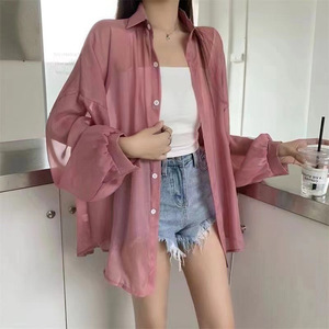 Blusa de Manga Larga para Mujer, Ligera y Ligeramente Transparente, de Poliéster y Spandex con Protección Solar - Product Image 6