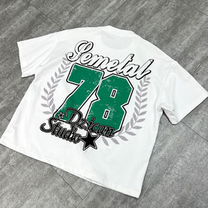 เสื้อยืดลายกราฟิกทรงแบ็กกี้ตามสั่งแนวสตรีทเสื้อยืดพิมพ์ลายไหล่ตกแบบโอเวอร์ไซส์ผ้าฝ้าย - Product Image 6